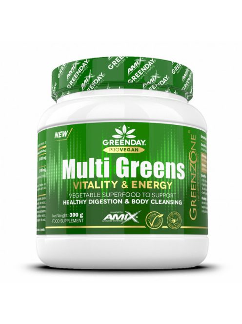 AMIX Nutrition - GreenDay® ProVEGAN MultiGreens Vitality&Energy orange 300g - Antioxidánsokkal teli instant por zöld shake-hez